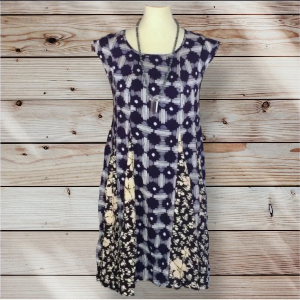 MaEVe Floral Panel Indigia Swing Midi Dress Anthropologie Small VGUC - Picture 8 of 16